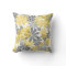 Yellow & Grey Flower Throw Pillow