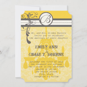 Yellow & Grey Funky Chandelier Save the Date
