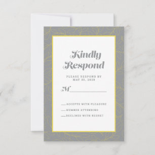 Yellow Grey Geometric Artistic    Modern Abstract RSVP Card