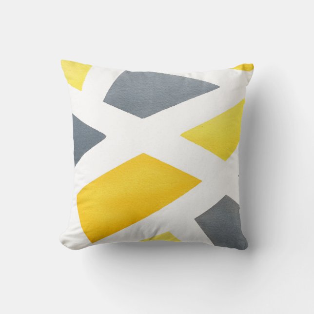 Yellow Grey Geometric Cushion (Front)