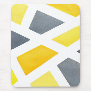 Yellow Grey Geometric Mouse Pad