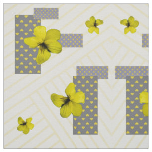 Yellow & Grey Geometric Summer Fabric