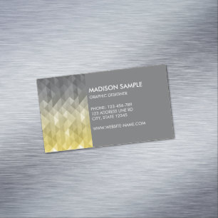 Yellow Grey Geometry pattern graphic designer Magnetic Business Card