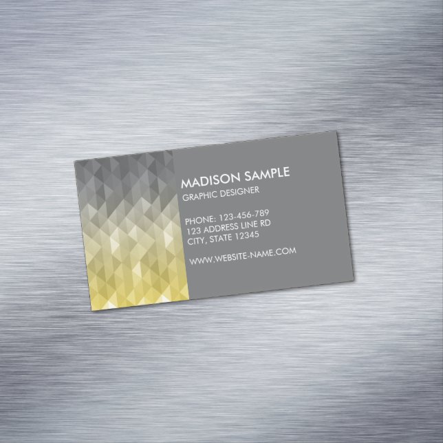 Yellow Grey Geometry pattern graphic designer Magnetic Business Card (In Situ)