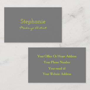 Yellow Grey Gray Custom Neon Color Makeup Artist Business Card