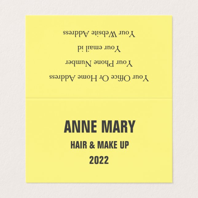 Yellow Grey Grey Beauty Hair Salon 2022 Business Card (Outside Unfolded)