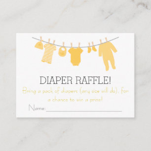 Yellow & Grey Little Clothes Diaper Raffle Tickets Enclosure Card