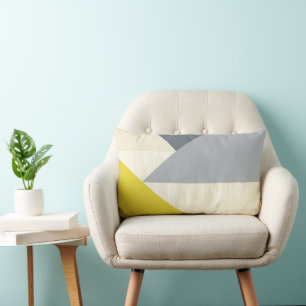Yellow Grey Modern Geometric Pattern Pillow