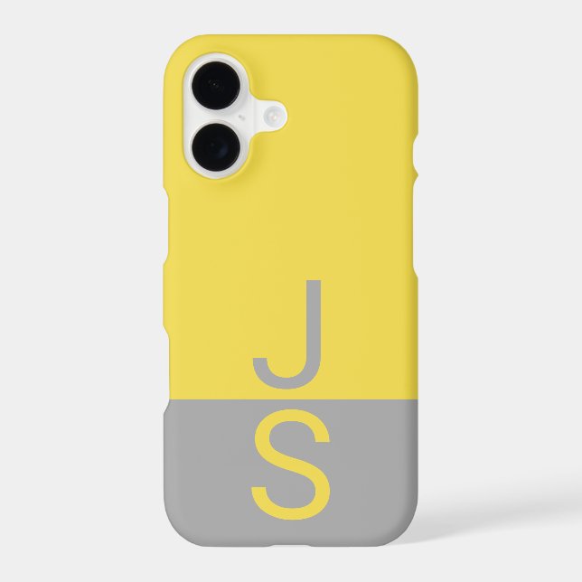 Yellow & Grey Modern Initials Monogram (Back)
