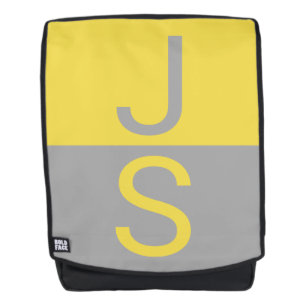 Yellow & Grey Modern Initials Monogram Backpack
