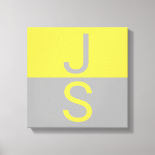 Yellow & Grey Modern Initials Monogram Canvas Print