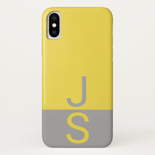 Yellow & Grey Modern Initials Monogram Case-Mate iPhone Case