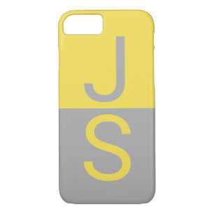 Yellow & Grey Modern Initials Monogram Case-Mate iPhone Case
