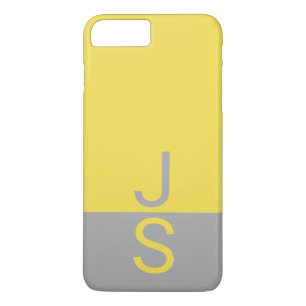 Yellow & Grey Modern Initials Monogram Case-Mate iPhone Case