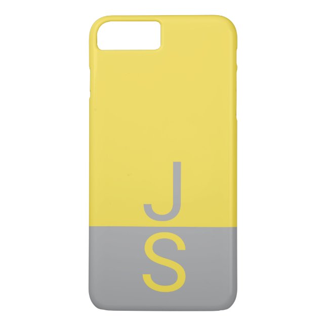 Yellow & Grey Modern Initials Monogram Case-Mate iPhone Case (Back)