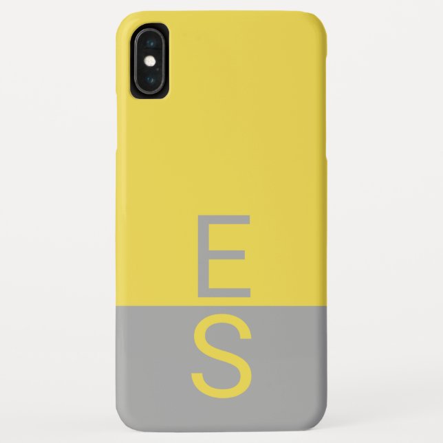 Yellow & Grey Modern Initials Monogram Case-Mate iPhone Case (Back)