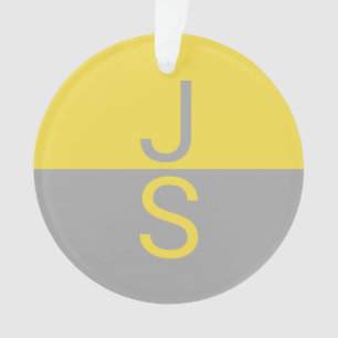 Yellow & Grey Modern Initials Monogram Ornament