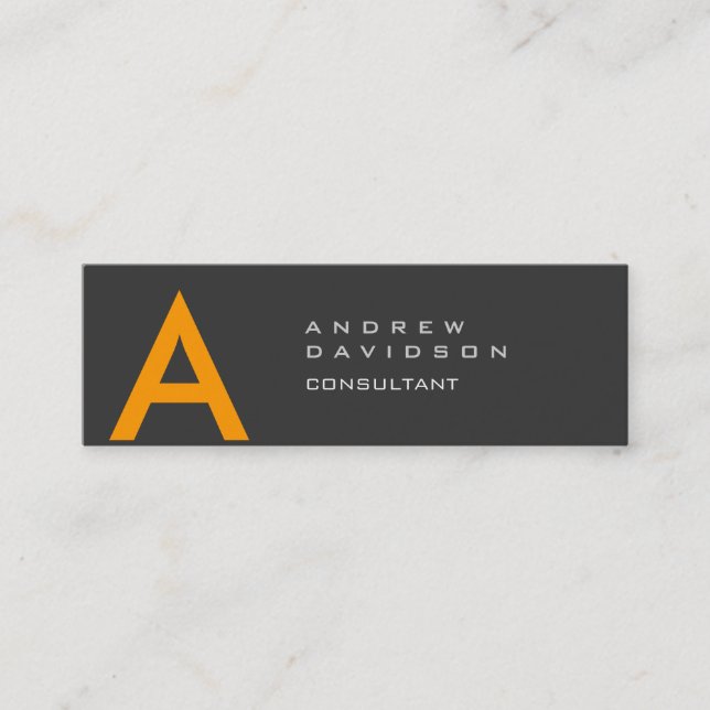 Yellow Grey Modern Monogram Plain Business Card (Front)