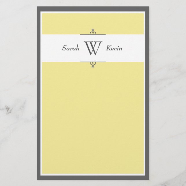 Yellow & Grey Monogram stationery (Front)