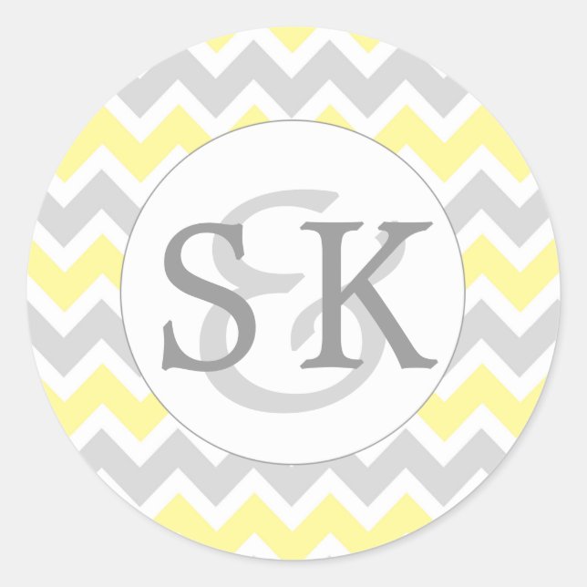 Yellow Grey Monogram Wedding envelope seals (Front)