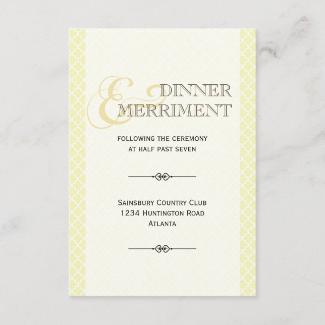 Yellow grey Moroccan ampersand reception enclosure Card (Front)