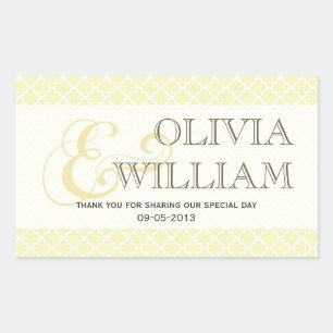 Yellow grey Moroccan tile ampersand wedding favour Rectangular Sticker