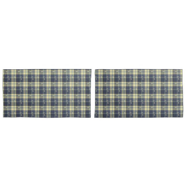 Yellow & Grey Plaid/Flower PartII King Pillowcases (Front-Set)