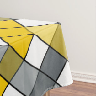 YELLOW & GREY PLAID TABLECLOTH