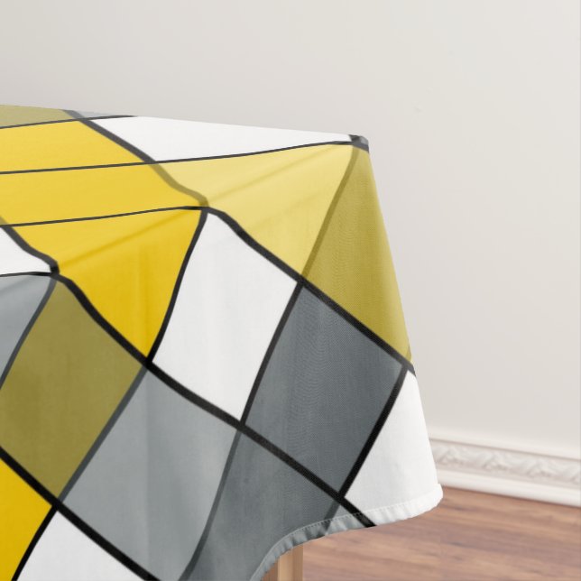 YELLOW & GREY PLAID TABLECLOTH (In Situ)