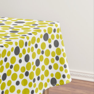 yellow grey polka dots on a white background tablecloth