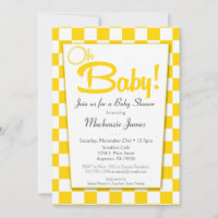Yellow Grey Retro 50s Diner Baby Shower Invitation