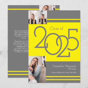 Yellow Grey School Colours Graduation Announcement