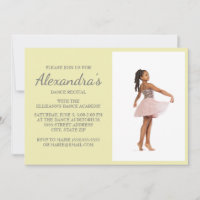 Yellow Grey Script Dance Recital Photo Invite