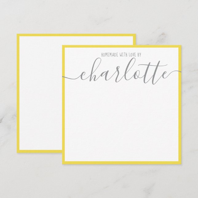 Yellow Grey Script Name Teacher Notes (Front/Back)
