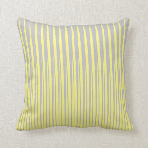 Yellow Grey Stripes Pattern Ombre Modern Pretty Cushion