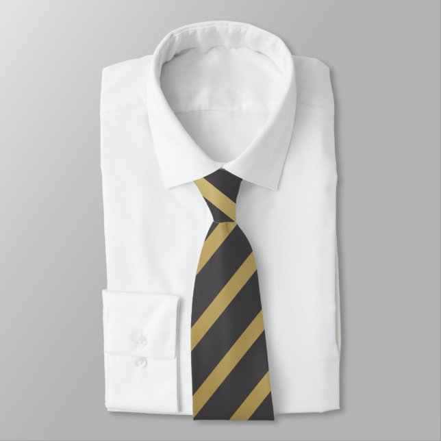 Yellow Grey Stripes Tie (Tied)