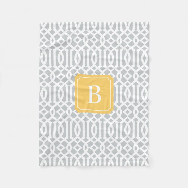 Yellow & Grey Trellis | Fleece Blanket (Front)