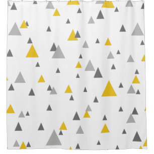 Yellow & Grey Triangles Modern Seamless Pattern Shower Curtain