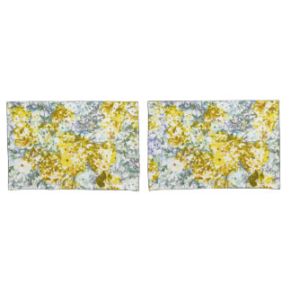 Yellow grey water colour flower pattern design pillowcase