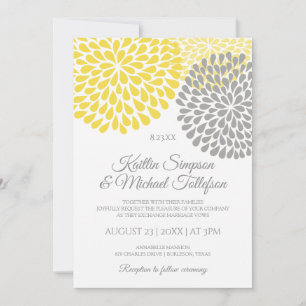 Yellow & Grey Wedding Invitations Floral & Fun
