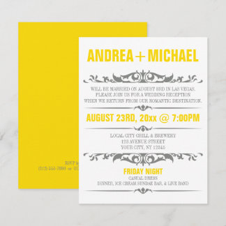 Yellow & Grey Wedding Reception ONLY Invitations