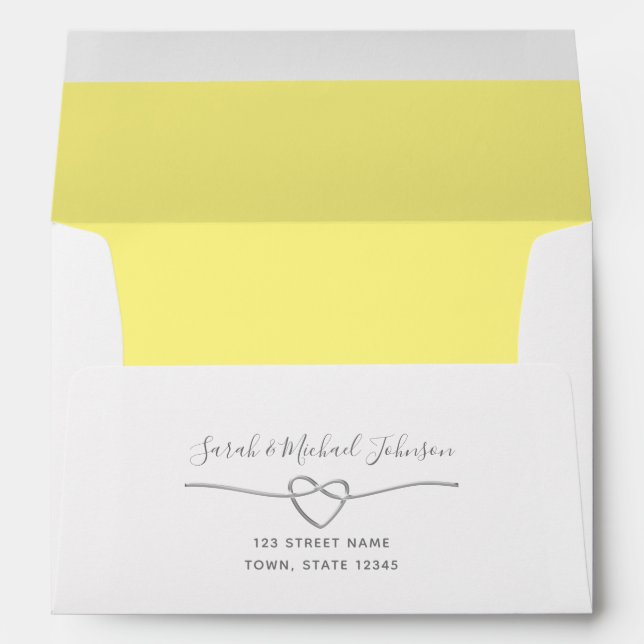 Yellow Grey Wedding Return Address 5x7 Envelope (Back (Bottom))