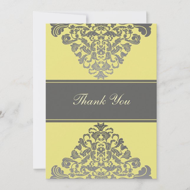 "yellow grey"  wedding ThankYou Cards (Front)