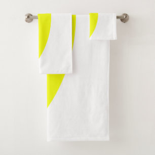Yellow Grey White Abstract Art Bath Towels