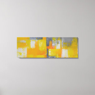 yellow grey white abstract art painting canvas print