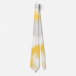 Yellow Grey & White Abstract Brushstrokes Tie