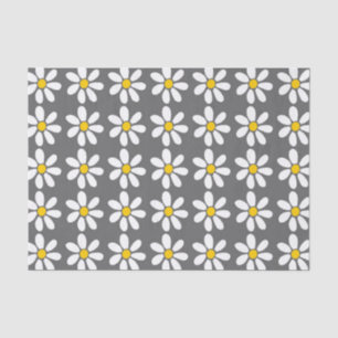 Yellow Grey White Daisy Pattern Tissue Paper