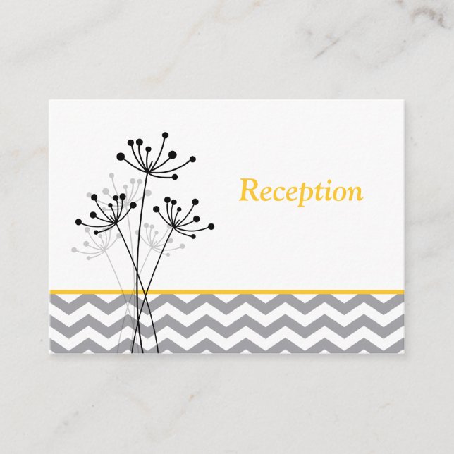 Yellow Grey White Floral Reception Enclosure Card (Front)