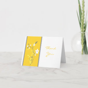Yellow, Grey, White Floral Thank You Card
