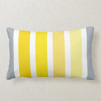 Yellow Grey White Stripes Pattern Lumbar Cushion